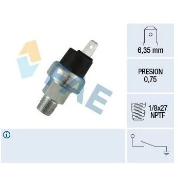 F13350 – Manocontacto Presion De Aceite.terminal faston  6,35mmm, presion 0,75 , rosca 1/8X27 NPTF