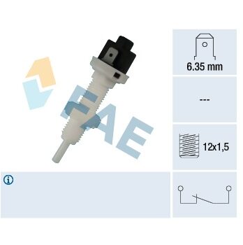 F24010 – Interruptor Luz de STOP y pedal embrague..terminal faston  6,35mmm, rosca 12×1,5