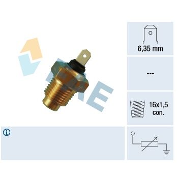 F31140 – Termo-resistencia. Sensor temperatura del refrigerante .Terminal faston  6,35mmm,rosca 16×1,5 con.