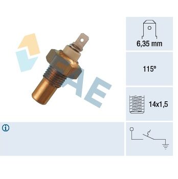 F35140 – Termocontacto Temperatura ,Terminal faston  6,35mmm,115º,rosca 14×1,5