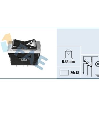 F62040 – Interruptor emergencia iluminado,terminal 6,35mm 36×18