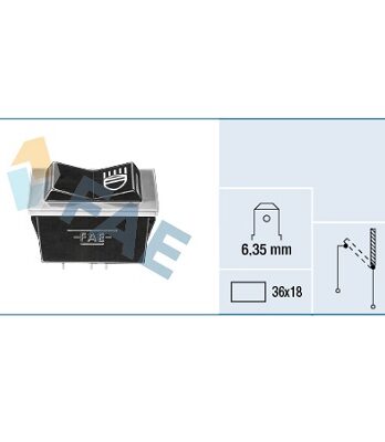 F62090 – Interruptor Faros,terminal 6,35mm 36×18