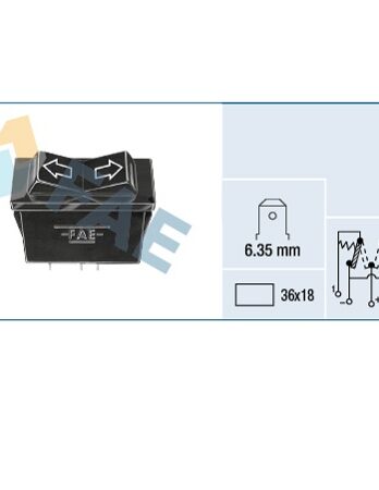 F62460 – Interruptor elevalunas (inversor) terminal 6,35mm 36×18