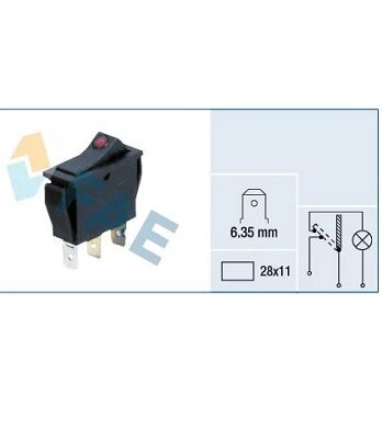 F62991 – Interruptor Universal c/lentilla roja,terminal 6,35mm 28×12