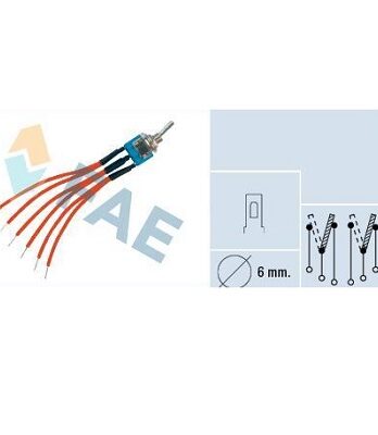 F65805 – comutador ,Interruptor minitura Cromado, 6 Conexiones 80mm.