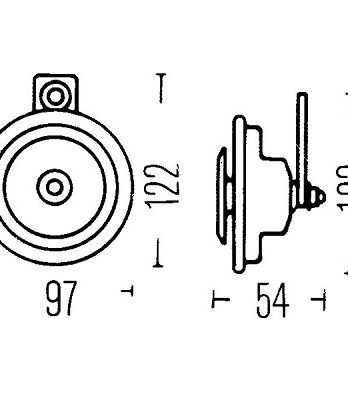 3AL 002 952-811 – Bocina – M26 – 12V – 115dB (A) – Rango de frecuencia: 400Hz – sonido agudo – Color de carcasa: gris – Conexión de enchufe plano