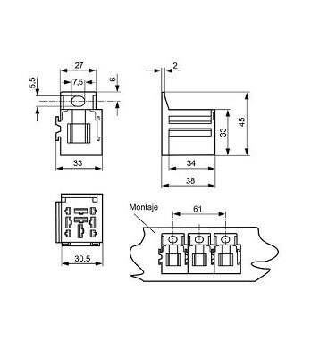 MRC3 – CONECTOR POTENCIA. 4X2,8MM – 3X6,3MM – 2X9,5MM   ZC1